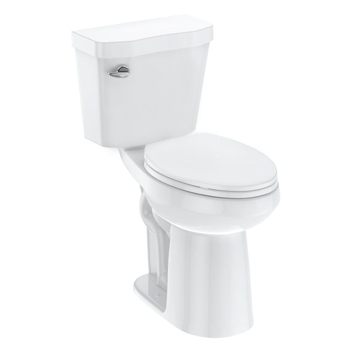 Elongated Two-Piece Toilet with Soft Close Seat - 1.28 GPF Siphonic Flush ADA Universal Height Cotton White