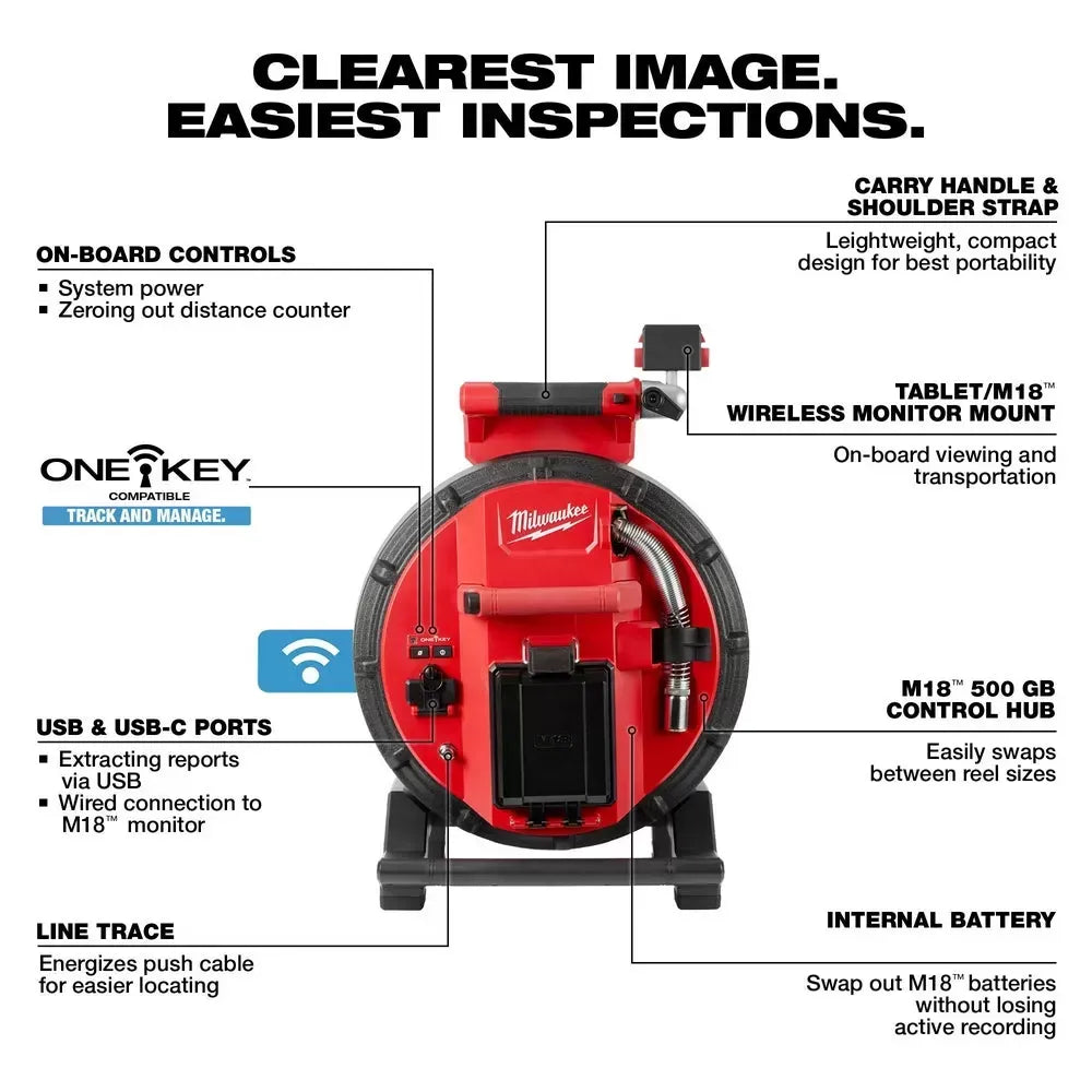 Milwaukee 2972-22 M18 18V 100’ Flexible Pipeline Inspection System Kit