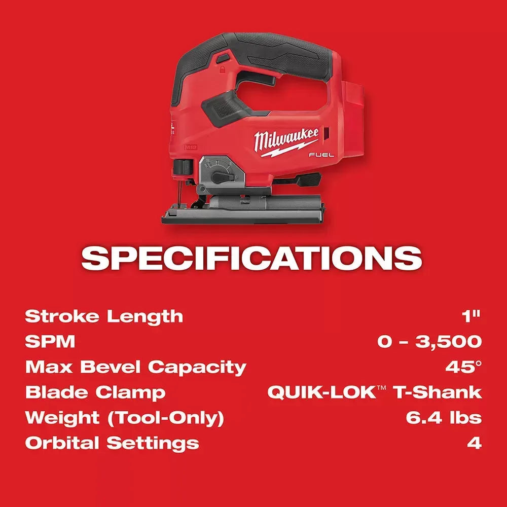 Milwaukee 48-11-1852JS M18 18V 5AH 2-Pack Batteries w/ M18 FUEL Jig Saw
