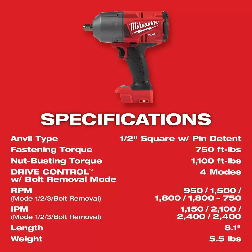 Milwaukee Pre-Sale 2766-20 M18 FUEL 18V 1/2-Inch Detent Pin Impact Wrench - Bare Tool
