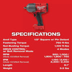 Milwaukee Pre-Sale 2766-20 M18 FUEL 18V 1/2-Inch Detent Pin Impact Wrench - Bare Tool