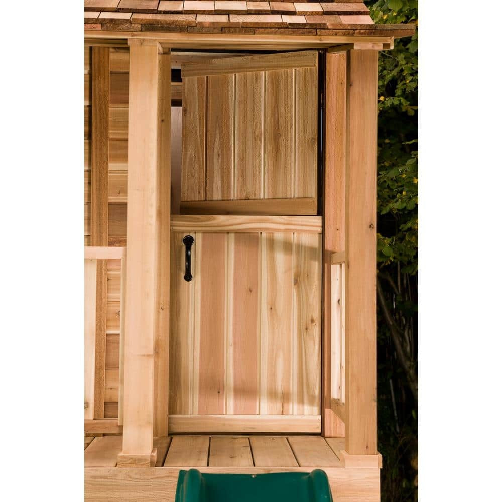 Little Squirt 6x6 ft Wooden Playhouse for Kids, Western Red Cedar Outdoor Playhouse with Screened Windows, Dutch Door & Floor Included