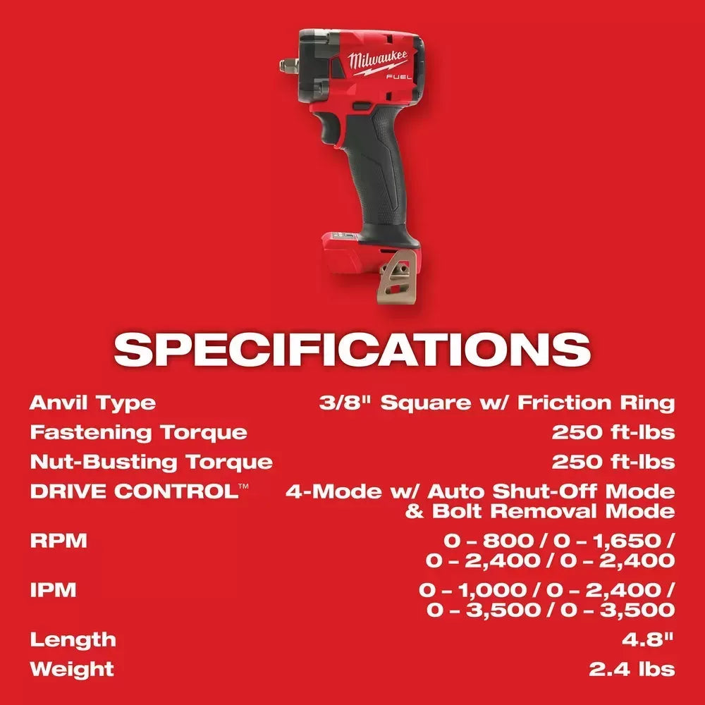 Milwaukee Pre-Sale 2854-22R M18 FUEL 18V 3/8" Compact Impact Wrench w/ Friction Ring Kit