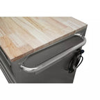 72 Inch Mobile Workbench with 18 Drawers - Stainless Steel Rolling Tool Cabinet with Wood Top