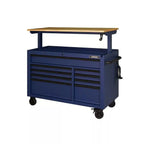 52-Inch 9-Drawer Mobile Workbench with Adjustable Height Wood Top, Heavy Duty Rolling Tool Cabinet