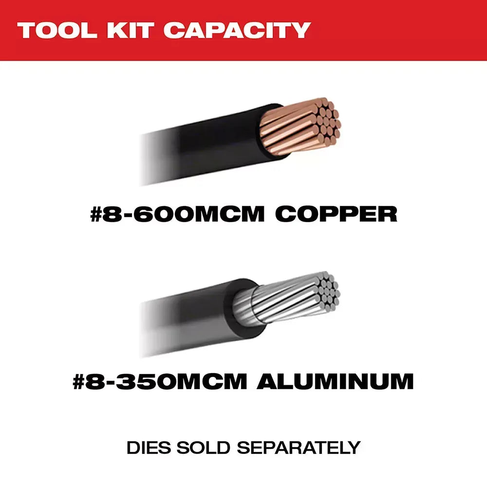 Milwaukee 2679-22 M18 18V FORCE LOGIC 600 MCM Crimper Kit w/ Cable Stripper Dies