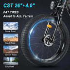 Electric Bike,750W Electric Bike for Adults BAFANG Motor 48V 15Ah Samsung Cell Battery Ebike, Fat Tire Electric Bicycles, 28MPH 35-80Miles Electric Mountain Bike, Shimano 7-Speed UL Certified