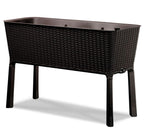 31.7 Gallon Raised Garden Bed Planter - Resin Wicker Elevated Planter with Water Indicator