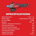 Milwaukee Pre-Sale 2882-20 M18 FUEL 4-1/2" / 5" Paddle Switch Braking Grinder - Bare Tool