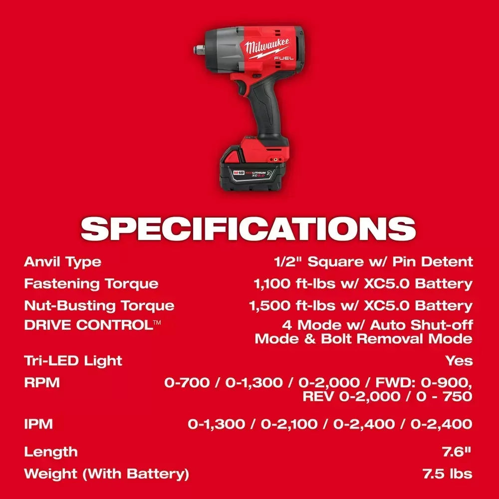 Milwaukee Pre-Sale 2967-22 M18 FUEL 18V 1/2" High Torque Impact Wrench Friction Ring Kit