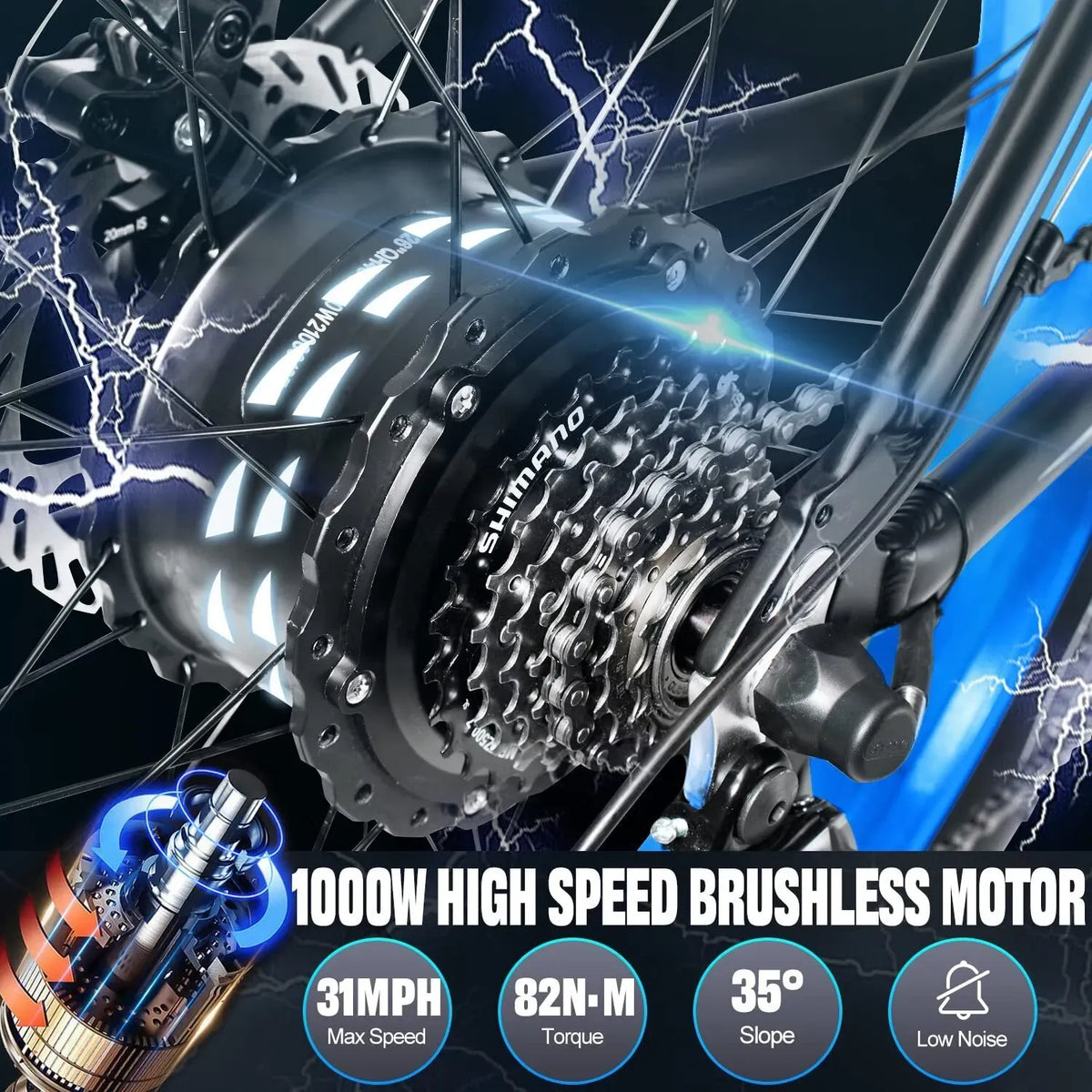 🎉( CLEARANCE SALE ) 🎉✨Wide tire electric bike with 2000W 48V/17.5Ah removable battery 35MPH✨