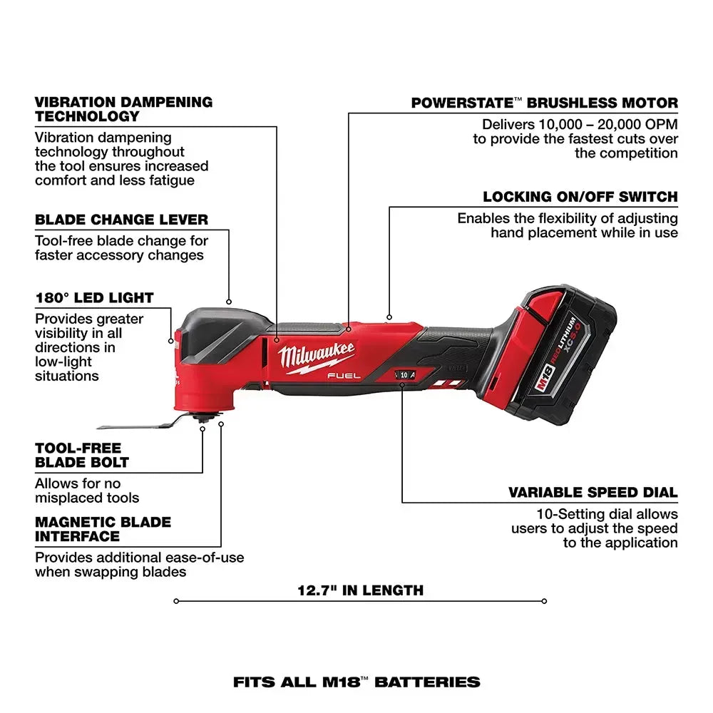 Milwaukee Pre-Sale 2836-21 M18 FUEL 18V Cordless Li-Ion Oscillating Multi Tool Kit