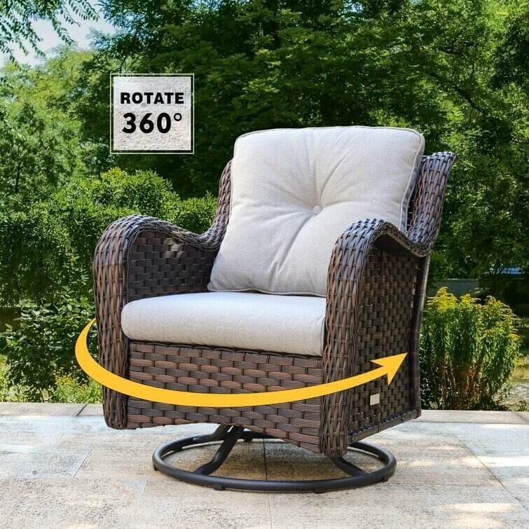 Linkwood Rocking Swivel Patio Chair with Cushions (Set of 2)