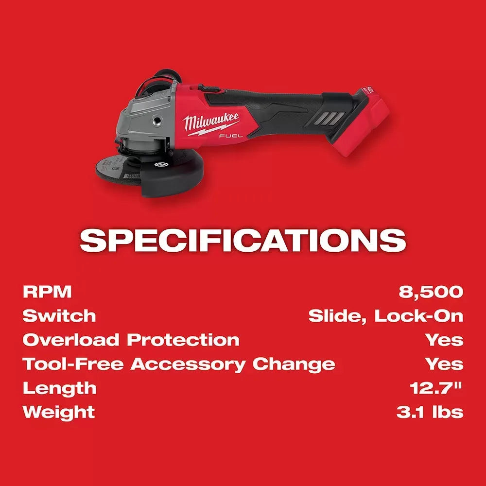 Milwaukee Pre-Sale 2881-20 M18 FUEL 4-1/2" / 5" Grinder Slide Switch Lock-On - Bare Tool