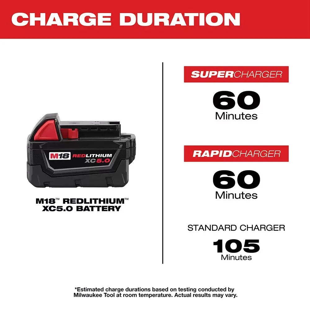 Milwaukee 48-11-1850 M18 18V 5.0Ah REDLITHIUM XC Extended Capacity Battery