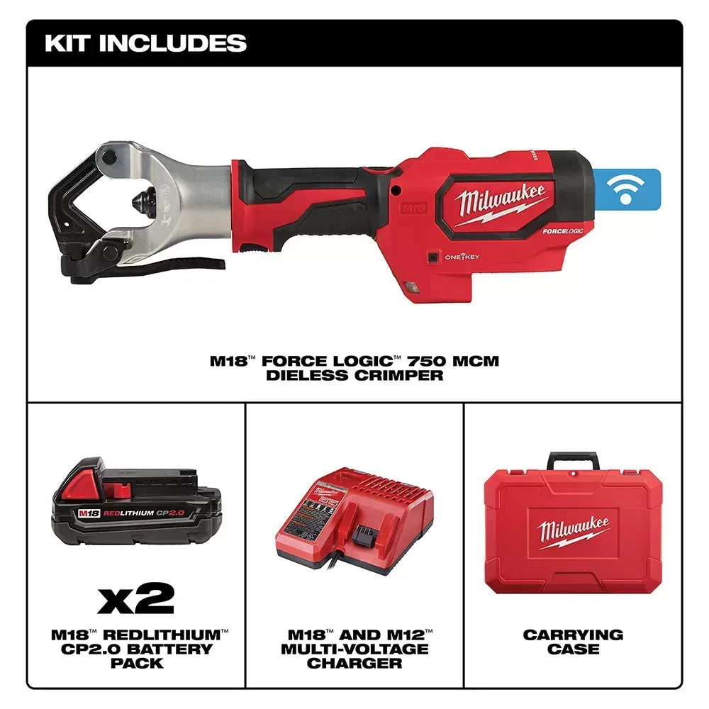 Milwaukee 2877-22 M18 18V FORCE LOGIC 750 MCM Dieless Crimper