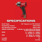 Milwaukee Pre-Sale 2962P-22R M18 FUEL 18V 1/2" Mid-Torque Impact Wrench w/ Pin Detent Kit