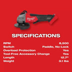 Milwaukee Pre-Sale 2880-21F M18 FUEL 18V 5" Grinder w/ REDLITHIUM Forge XC6.0 Kit