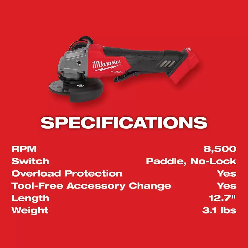 Milwaukee Pre-Sale 2880-20 M18 FUEL 4-1/2" / 5" Grinder Paddle Switch No-Lock - Bare Tool
