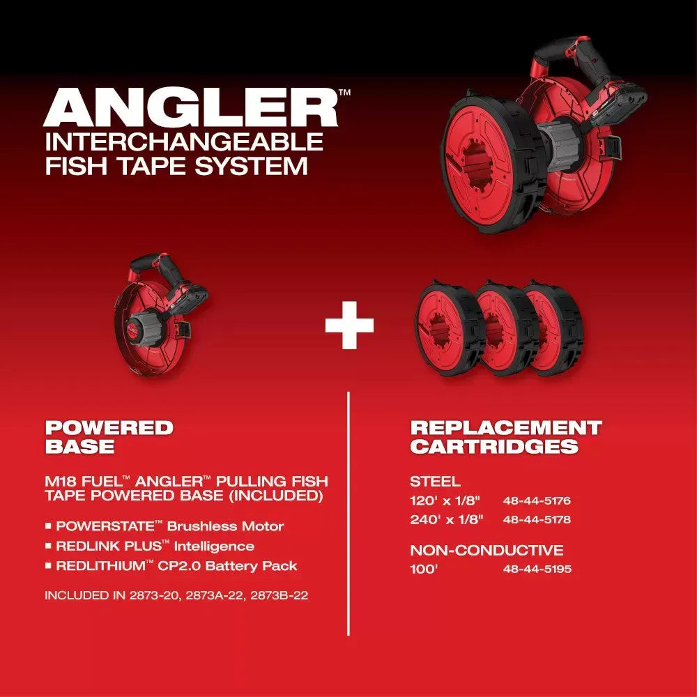 Milwaukee 2873-20S240 M18 FUEL 18V Angler Pulling Fish Tape w/ 240' x 1/8" Steel