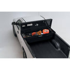 Aluminum Low Profile Saddle Truck Tool Box with Lock, Weather Seal & Sliding Tray for Toyota Tacoma